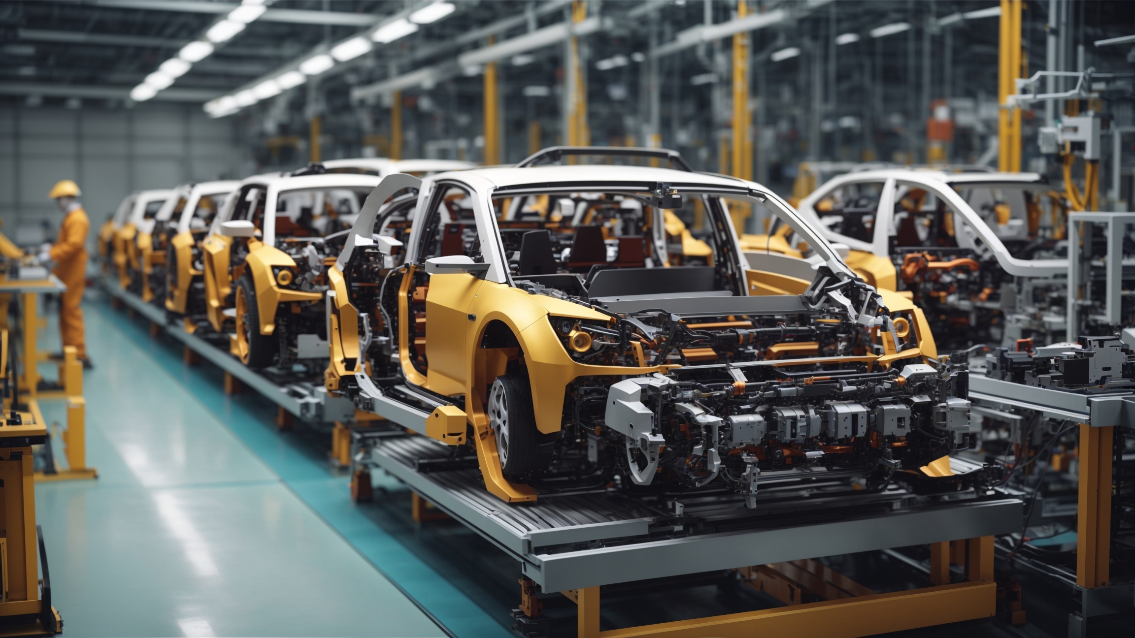Leonardo.AI: "An award winning, photorealistic landscape image of a futuristic a car manufacturing factory, show an assembly line of the car batteries being manufactured by robotic machinery. Image needs to be highly detailed and high quality."